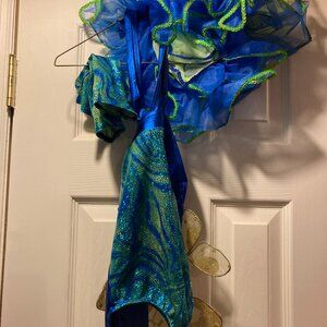 Blue and yellow dance costume child small -- leotard, tutu, wings